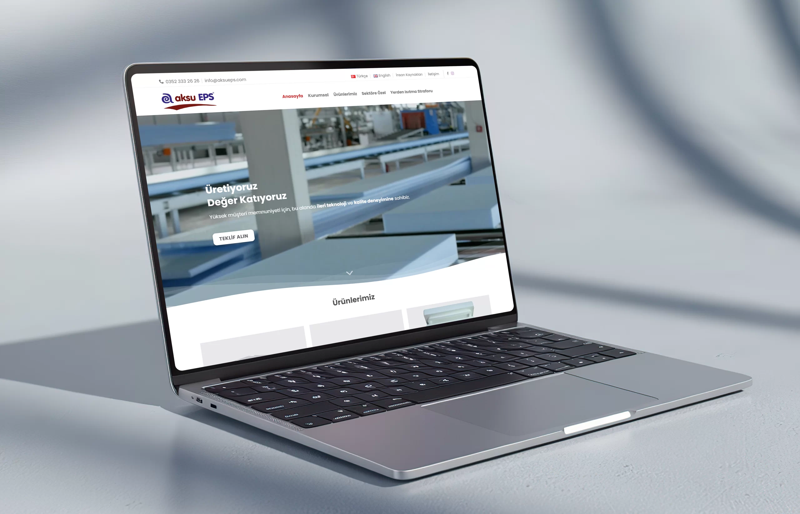 Ensistem olarak, Aksu EPS’in dijital dünyadaki varlığını güçlendirmek ve ürünlerini online platformlarda etkili bir şekilde sergilemesini sağlamak amacıyla kapsamlı kurumsal web sitesi tasarım ve geliştirme hizmetleri sunduk.