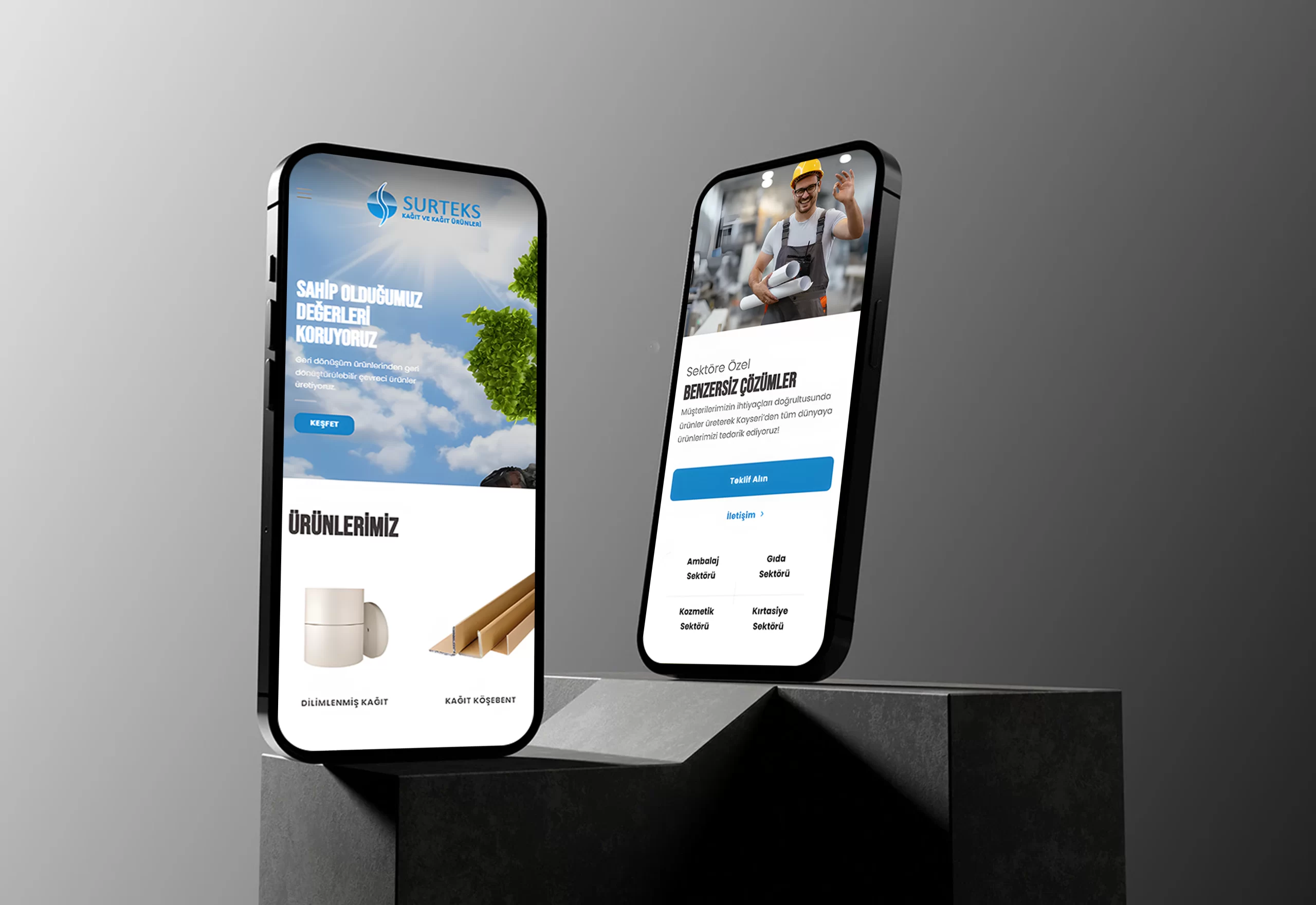 Ensistem olarak, Surteks’in kurumsal kimliğini dijital platformlarda en iyi şekilde temsil etmesi için kapsamlı web sitesi tasarım ve geliştirme hizmetleri sunduk. Modern ve kullanıcı dostu bir arayüz oluşturarak, ziyaretçilerin siteyi kolayca keşfetmesini ve ürünlere hızlı erişim sağlamasını sağladık.